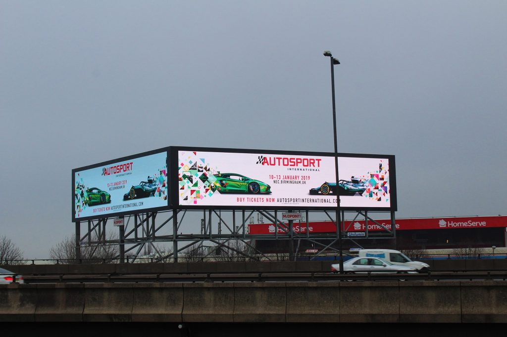 Motorway advertising screen on the M5-M6